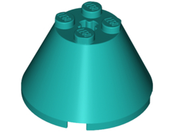 Cone 4 x 4 x 2 with Axle Hole, Dark Turquoise (3943b / 6210594)