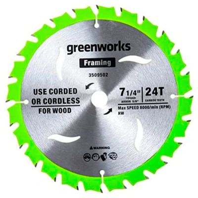 Пильный диск по дереву для циркулярной пилы Greenworks, 184x1.75/1.13x20мм; 24T