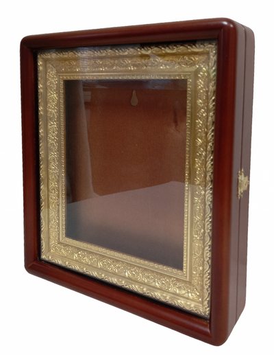Киот деревянный с багетной рамой "под золото" для иконы формата 17,5х21см
