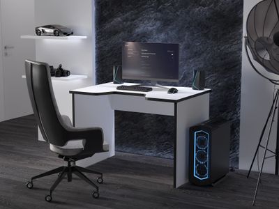 Стол геймерский С-241 белый шагрень/черный