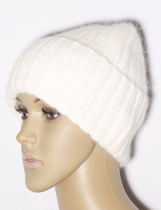 Екатеринбург. Шапка женская Ангора "Резинка широкая" 11603 на велюре белая, молочная