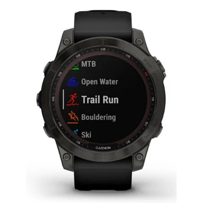 Умные часы Garmin Fenix 7 Sapphire Solar титановый серый DLC с черным ремешком