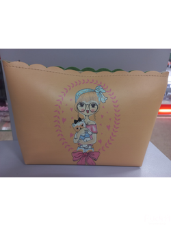 Косметичка простая "Девчуля", отделение на молнии с кольцом