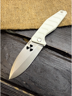 Фрикционный складной нож Атом-1 сталь VG-10, рукоять G10 белый