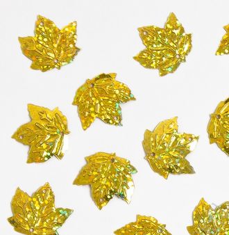 Кленовые листики, золотые с перламутром, 10 гр, 2 см, примерно 90-100 шт