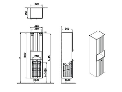 Пенал высокий, Vitra Root Groove, 40 см, с корзиной для белья, матовый белый, правосторонний, 69100
