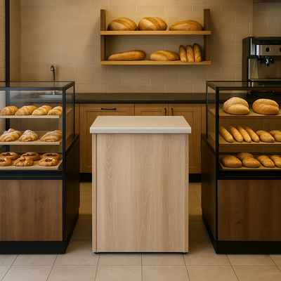 (SIM-02) Прилавок рабочий "SIMPLE" с полкой, выкатной