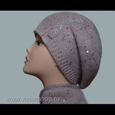 Розовый берет вязаный женский Vizio Визио Италия 6160