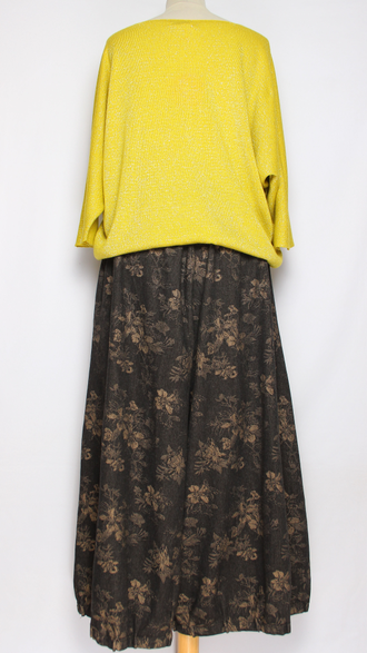 ЮБКА-БРЮКИ джинс-гобелен "ЗАЩИПЫ ЦВЕТОЧКИ" черная р.46-54