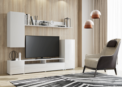 Лира гостиная МДФ белый глянец