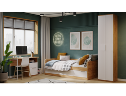 Композиция Детской ХИЛТОН Дуб Крафт золотой/Белый матовый