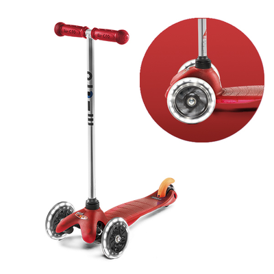 Самокат MINI MICRO КРАСНЫЙ LED СВЕТЯЩИЕСЯ КОЛЕСА