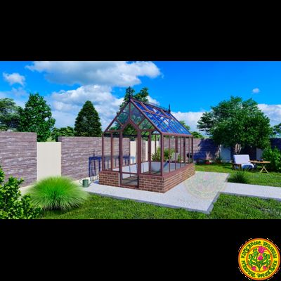 Базовая комплектация теплицы из стекла и алюминия в готическом стиле ГОТИКА размером 4000 х 2500 мм