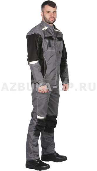 Костюм RANDEK (РАНДЭК), куртка + брюки, тк. Смесовая TC TWILL 80%ПЭ + 20%ХБ, ВО, 265гр/кв.м, цв. серый/черный