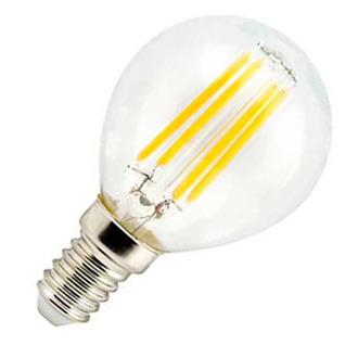Лампа светодиодная Ecola шар G45 E14 6W 2700K 2K прозр. 78x45 филамент (нитевидная), 360° Premium N4PW50ELC