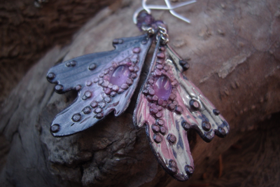 Волшебные серьги с аметистом "Крылышки Причудливой Феи"