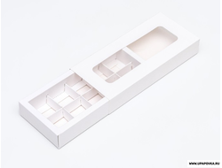 Коробка под 10 конфет, белая, 9,8 х 22 х 3,5 см