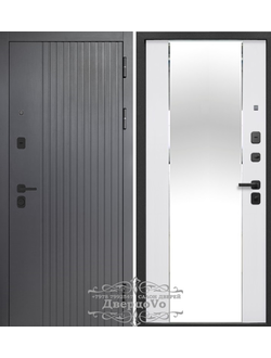 E-Trade. ТАЙГА 105 мм (ТРЕХКОНТУРНАЯ). САТИН ГРАФИТ/ ЭМАЛИТ БЕЛЫЙ-ЗЕРКАЛО С ФАЦЕТОМ