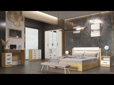 Кровать 140х200 ЭКО (Эра) Дуб Вотан/Белый