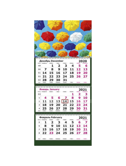 Календарь Полином на 2021 год 290x140 мм (Зонтики)