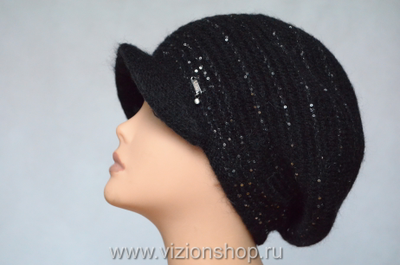 Черная итальянская кепка с пайетками Vizio фото