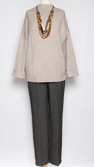 Джемпер винтажный "РУКАВ КОЛОКОЛ"бежевый, серый, розовый, чёрный р.46-54