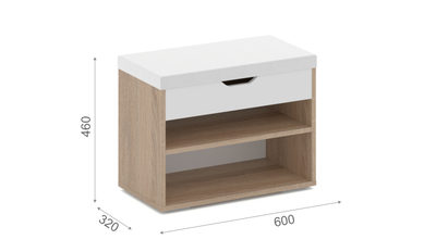 Тумба для обуви Аризона малая Дуб сонома, белый (вайт)