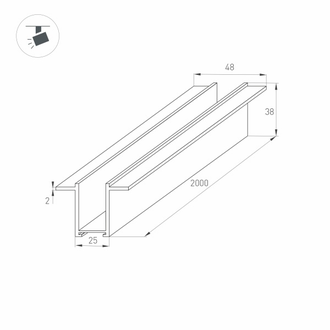 Трек встраиваемый MAG-TRACK-2538-F-2000 (BK)