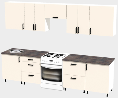 Кухня Эконом 2,4 метра (1200х1200) Цвет: Фон бежевый/Фон бежевый