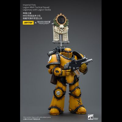 Знаменосец Имперских Кулаков (Warhammer Horus Heresy) - КОЛЛЕКЦИОННАЯ ФИГУРКА 1/18 Imperial Fists Legionary with Legion Vexilla (JT9053) - JOYTOY