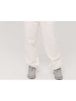 Брюки c манжетами хлопковый велюр (белоснежный)