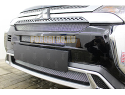 Защита радиатора Mitsubishi Outlander III 2018- (3 части) chrome с парктроником