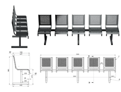 Секция стульев перфорированная пятиместная СП1