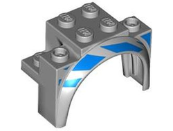 Vehicle, Mudguard 4 x 2 1/2 x 2 1/3 with Arch Round with Blue Stripes Pattern Model Right Side, Light Bluish Gray (18974pb01R / 6408453)