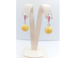 Серьги "Шарики" из белого янтаря
