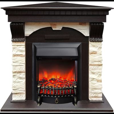 Угловой электрокамин Дублин AO M1 с очагом Fobos