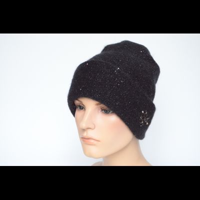 Черная женская шапка с отворотом Vizio Италия 8058 CRY
