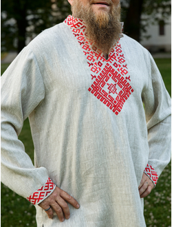 "Царская" славянская рубаха - лён 100%