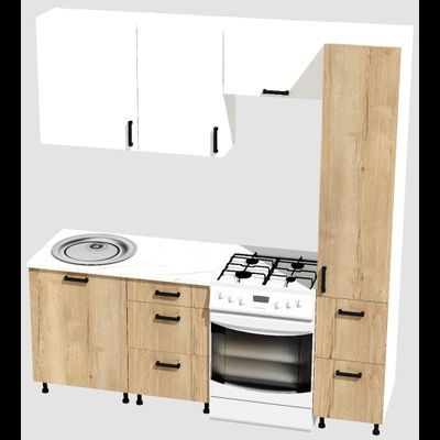 Кухня Эконом 1,5 метра с колонкой (1100х400) Цвет: Белый/Дуб Вотан