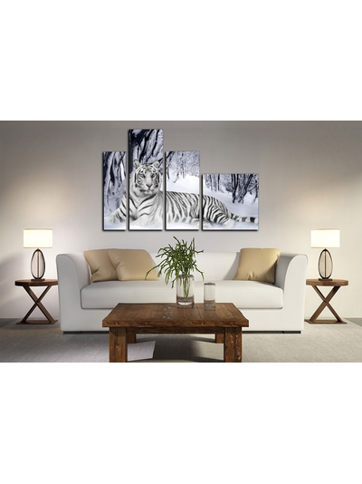 Модульная картина &quot;Белый тигр на снегу&quot;