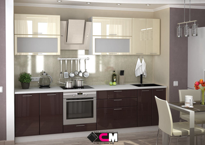 Композиции Модульной кухни Ксения шоколад глянец + ваниль глянец