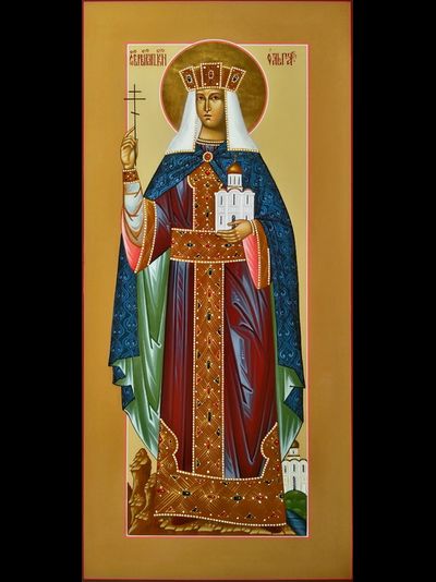 Ольга, Святая равноапостольная великая княгиня Российская. Рукописная мерная икона.