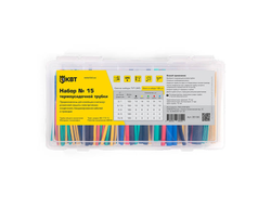 Набор термоусадочных трубок №15 (черн, красн, син, желт, зел) в органайзере в нарезке по 100мм