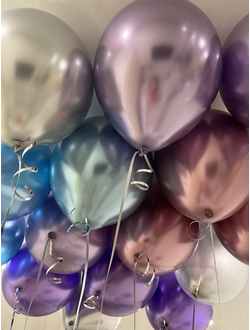 Шары хром фиолетовый, голубой, розовый, серебро 15 шт под потолок