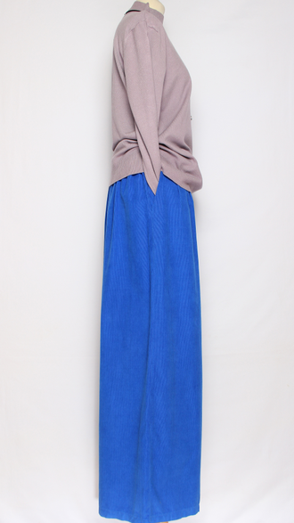 Брюки вельветовые"Палаццо защипы пояс" малахит, апельсин, электрик, сирень до 54