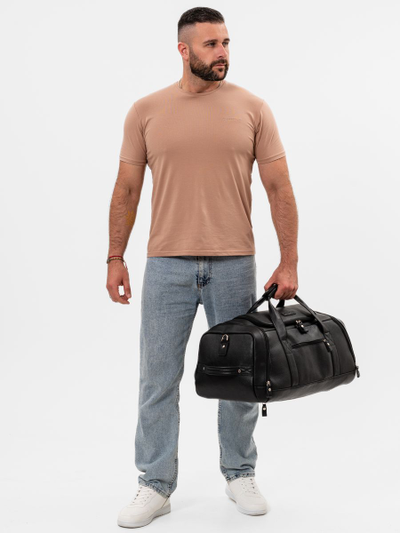 Кожаная дорожная сумка / рюкзак Napoli black 
(арт. 4034-01)