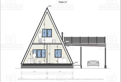 A-FRAME 75 м2, с террасой 38,68м2