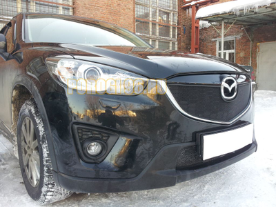 Защита радиатора Mazda CX-5 2012-2014 black верх