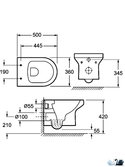 Унитаз Jacob Delafon Elite EDX114RU-00 Rimless подвесной в комплекте с тонким сиденьем, белый