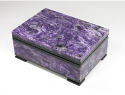 Шкатулка Чароитс крышкой на шарнирах, Россия, Якутия (98*69*41 мм, 326 г) №26661